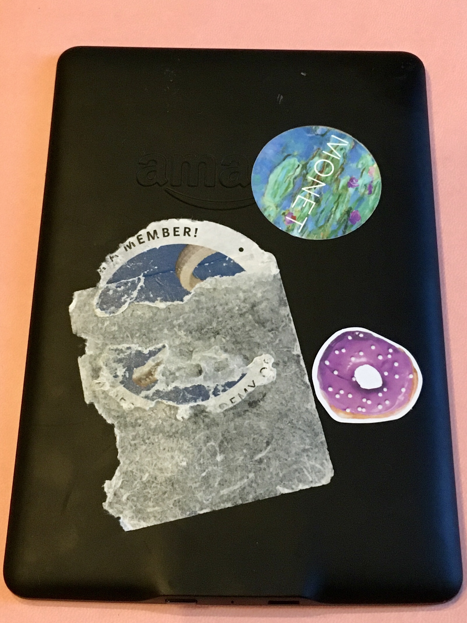 Image of Kindle e-reader with stickers